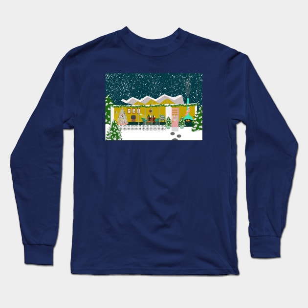 Mid century Christmas party card Long Sleeve T-Shirt by jenblove